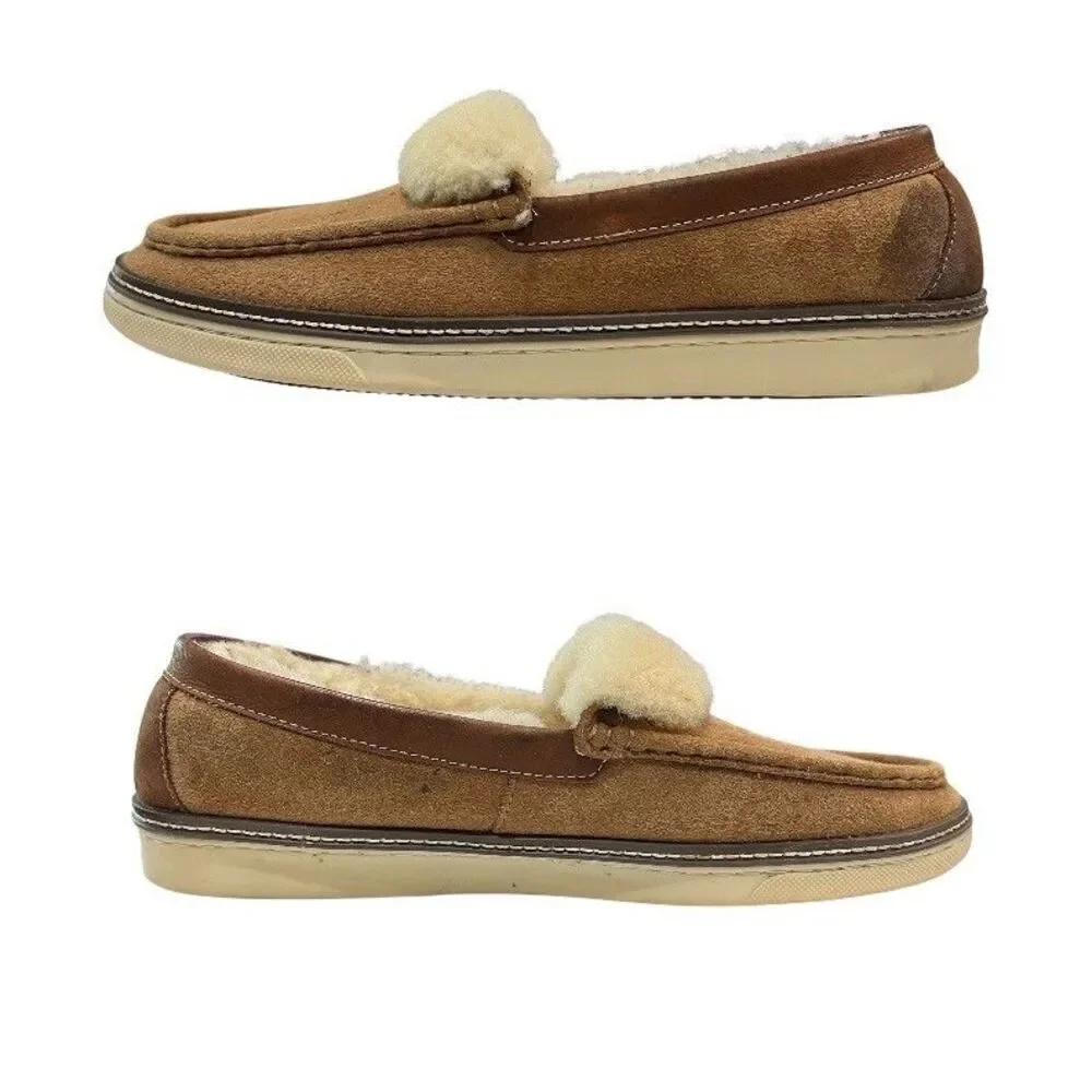 J&M by Johnston & Murphy Men's Fur Lined Moccasin Loafers Slippers  US 11